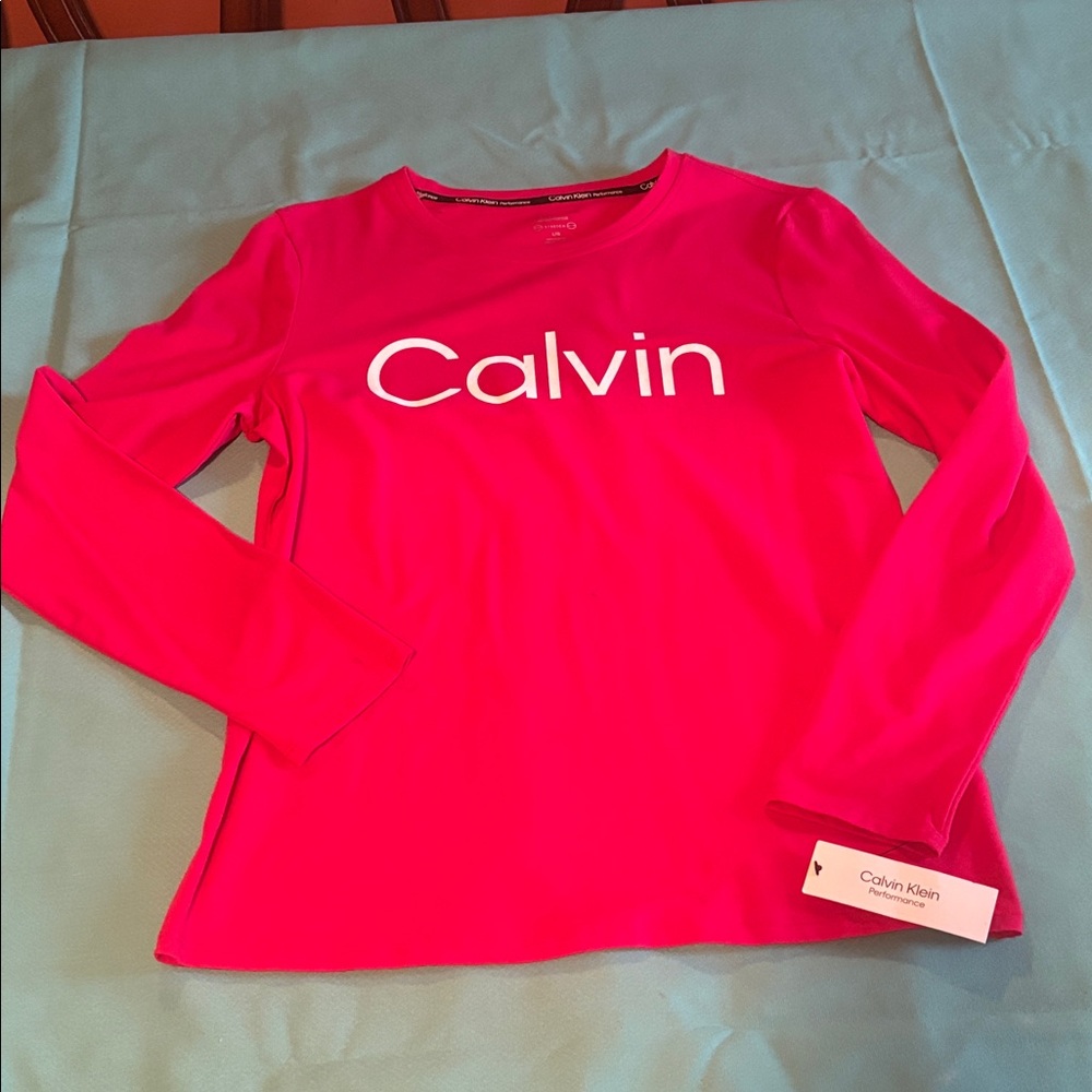 Calvin Klein Bright Pink Logo Long Sleeve Tee